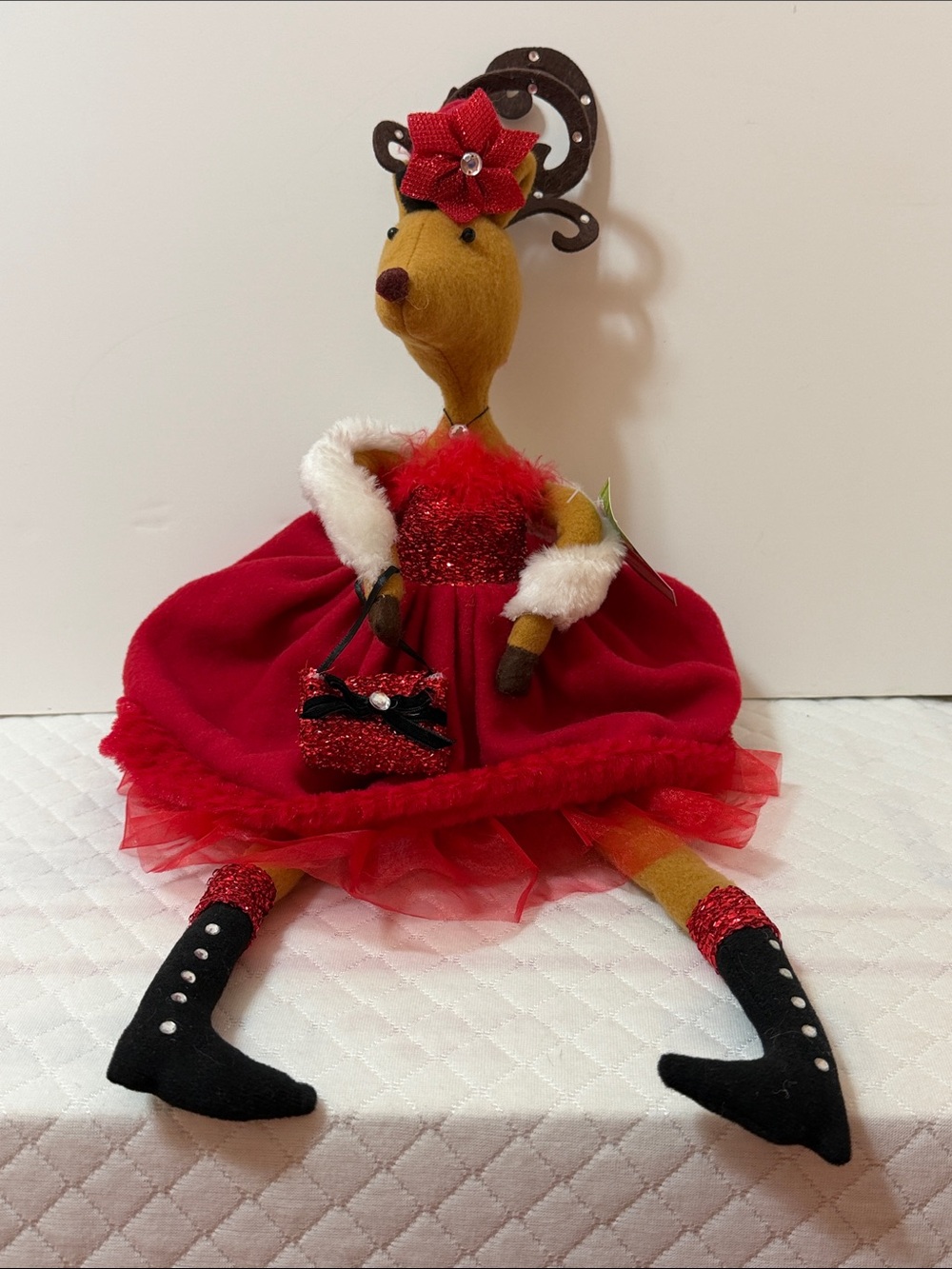 Celebrate It Christmas Festive Red Reindeer Plush Figurine 23” Long